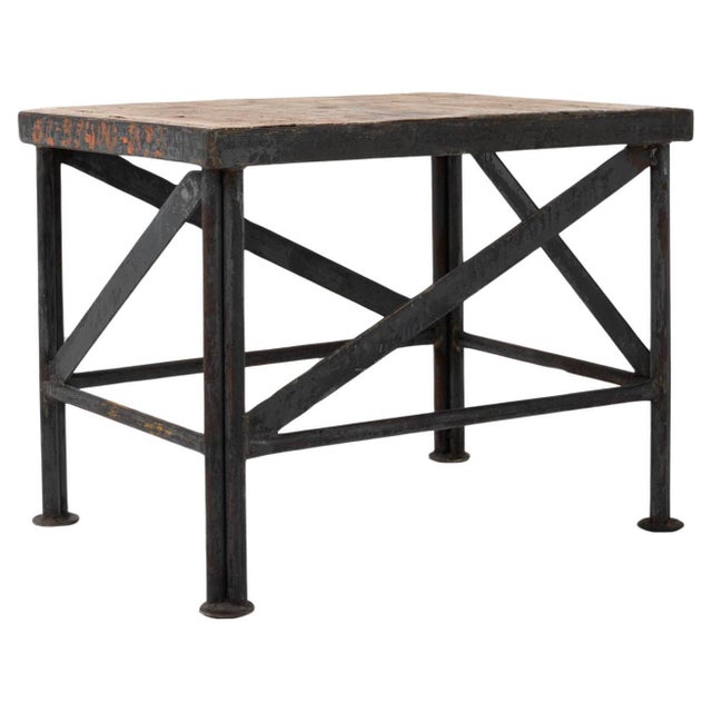 20th Century French Metal Side Table With Wooden Top For Sale - Image 9 of 18