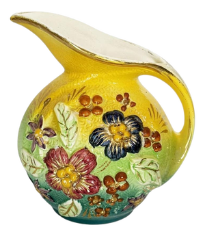 Yellow Pitcher with Floral Pattern, 1980s