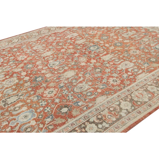 Red Antique Mahal Handmade Wool Rug For Sale In New York - Image 6 of 9