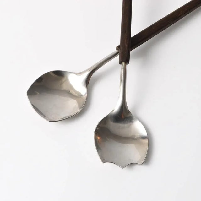 Wood Mid-Century Danish Salad Servers from Asni, 1960s, Set of 2 For Sale - Image 7 of 8