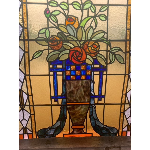 Art Deco Stained Glass Panel For Sale - Image 9 of 18