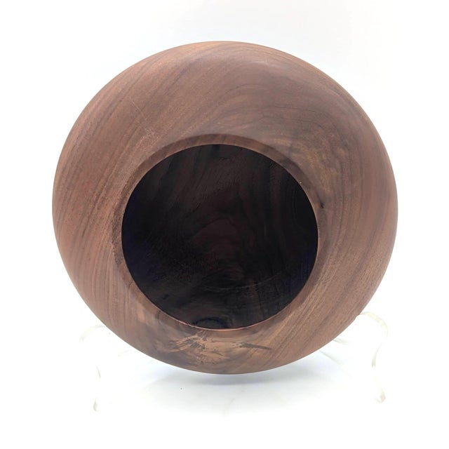 Hand Turned and Lathed Walnut Wood Bowl For Sale - Image 10 of 14