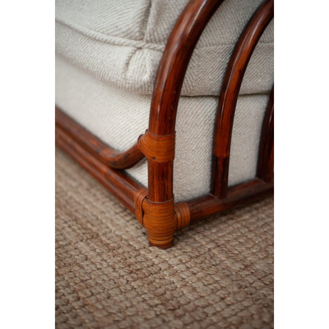 White Sofa and Lounge Chairs in Bamboo, 1970s, Set of 3 For Sale - Image 8 of 10