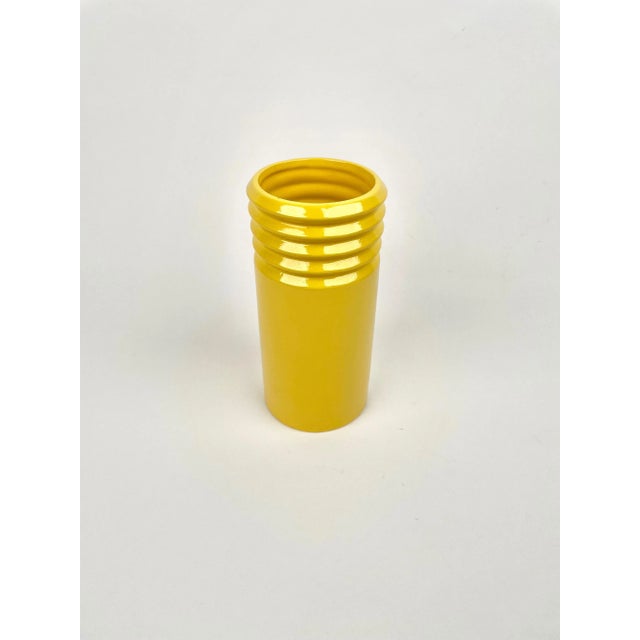 Yellow Ceramic Cylindric Vase from Il Picchio, Italy, 1960s For Sale - Image 3 of 9
