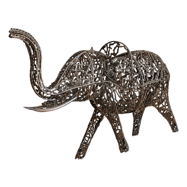 Elephant Made of Welded Bicycle Chains Sculpture in Recycled Metal, 1990s For Sale