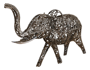 Elephant Made of Welded Bicycle Chains Sculpture in Recycled Metal, 1990s