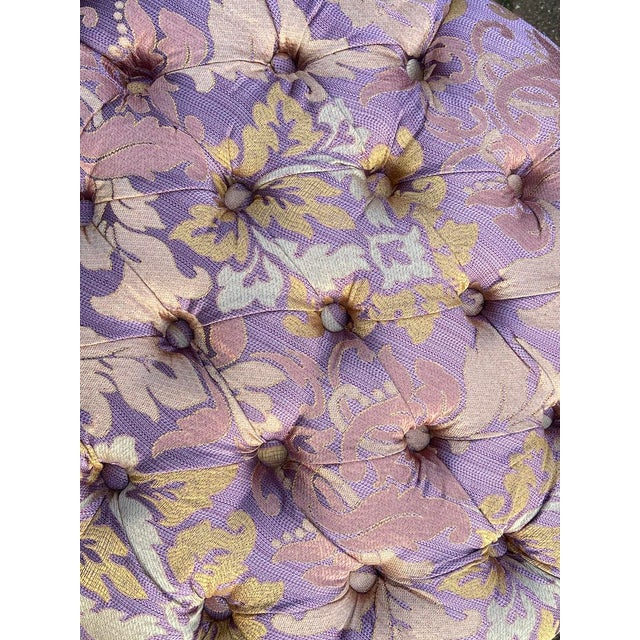 French 1970s French Louis XVI Gold Beech Purple Bench - 1 Pc For Sale - Image 3 of 10