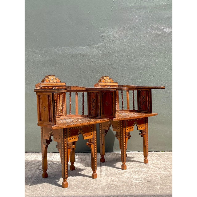 Vintage Syrian Inlaid Wood Chairs - A Pair For Sale - Image 18 of 18