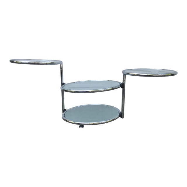 1970s Milo Baughman Style 4-Tier Chrome Side Table For Sale
