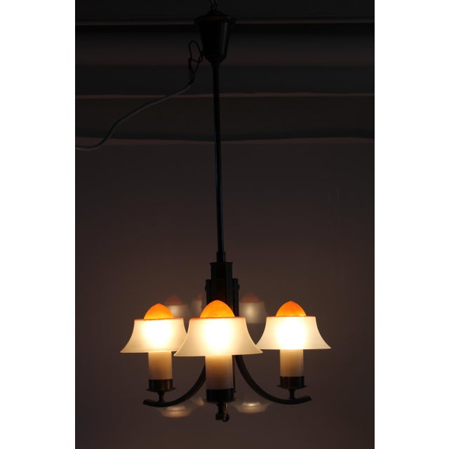 Art Deco Chandelier with Orange Glass Shades from Fog & Mørup, Denmark, 1930s For Sale - Image 13 of 17