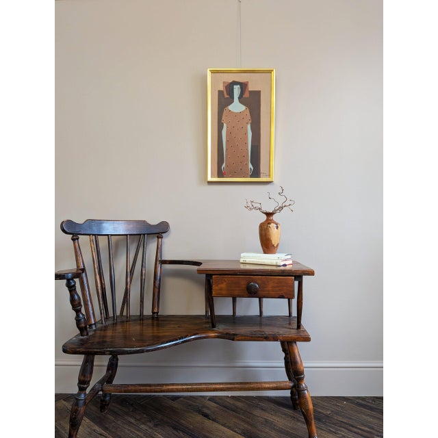 Mid-Century Modern Mid-Century Modern 'Woman With a Red Flower' Vintage Figurative Oil Painting by Swedish Artist Fabian Lundqvist (1913-1989), Framed For Sale - Image 3 of 10