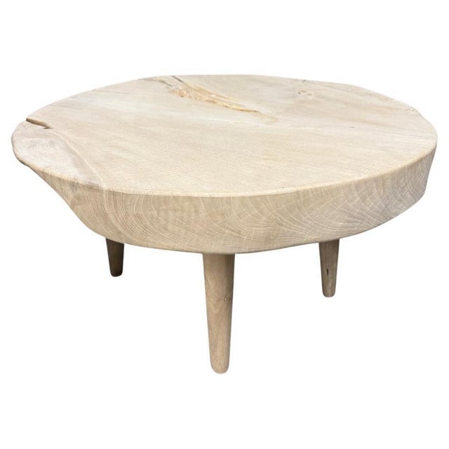 Impressive three inch single slab reclaimed teak wood coffee table. We bleached the teak and added a light white wash...