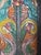 Mid-Century Modern Hand-Painted Carved Wood Door Panel – Tree of Life With Lotus, Cranes & Elephant Motifs 84x36 For Sale - Image 3 of 5