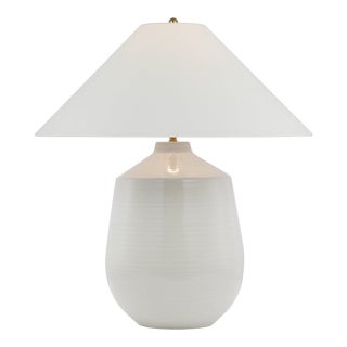 Amber Lewis for Visual Comfort Signature Lillis Large Table Lamp in Ivory with Linen Shade For Sale