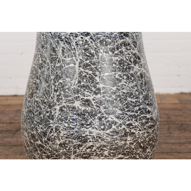 Ceramic Prem Collection Artisan Made Black and White Planter with Dripping Décor For Sale - Image 7 of 12
