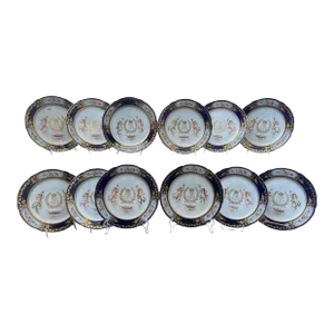 Set of 12, Sevres 19th C., Chateau Des Tuileries 1846 Louis Phillippe Plates