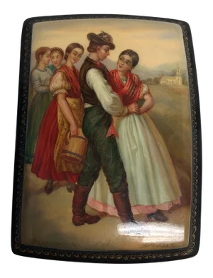Russian Fedoskino “The Courting” Motif Lacquered Box