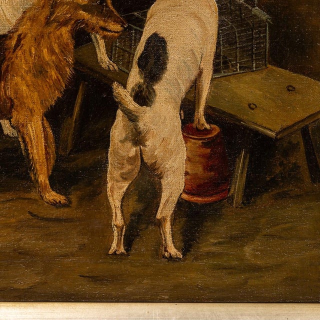 English School, Painting of Terrier Dogs, 1917, Oil on Canvas For Sale - Image 6 of 15