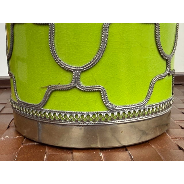 Anthropologie Lime Green Ceramic Filigree Table Lamp For Sale - Image 10 of 11