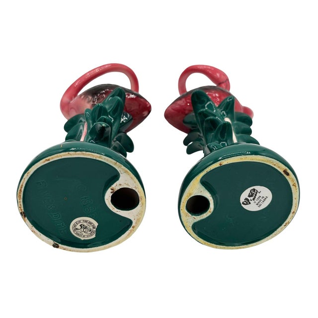 1986 Tropical Pink Flamingo Ceramic Candle Holder Pair by Five & Dime For Sale In Los Angeles - Image 6 of 6