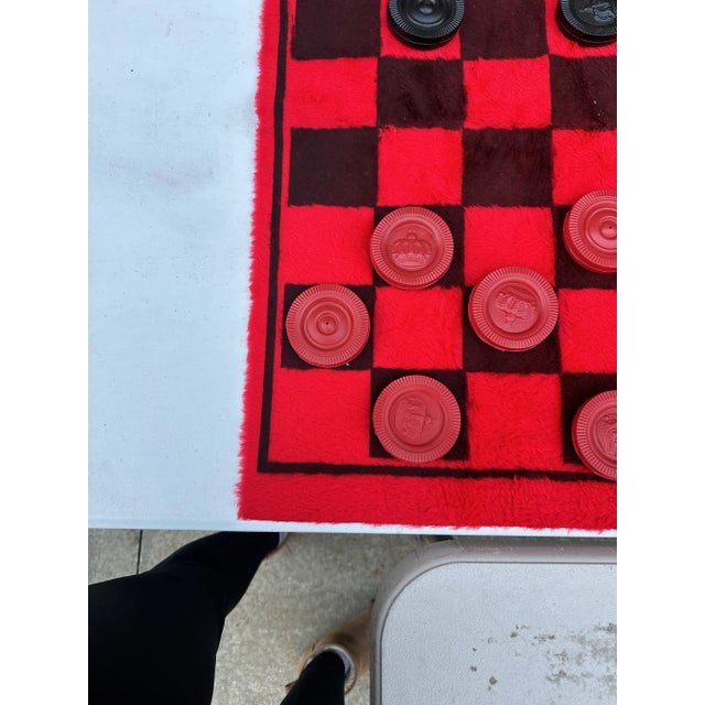 Textile 1970s Felt Red and Black Checkers Set- 25 Pieces Total For Sale - Image 7 of 10