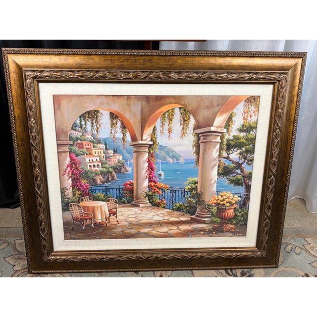 Traditional Large Sung Kim Mediterranean Coast Textured Art Prints - A Pair 33" X 39" For Sale - Image 3 of 8