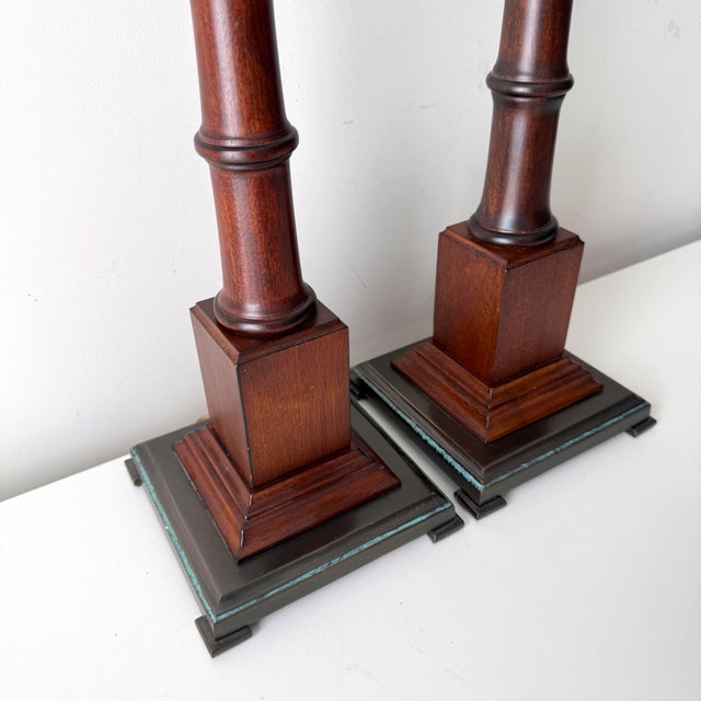 Colonial Mahogany Table Lamps; A Pair For Sale - Image 4 of 10