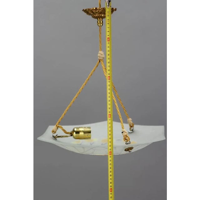 Art Deco Enameled and Frosted Glass Pendant Light from Loys Lucha, 1930s For Sale - Image 13 of 18