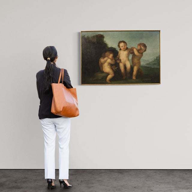 Unknown, Cherubs Game, 1760, Oil on Canvas, Framed For Sale - Image 4 of 17