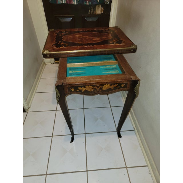 Late 19th Century Antique French Louis XV Style Inlaid Flip Top