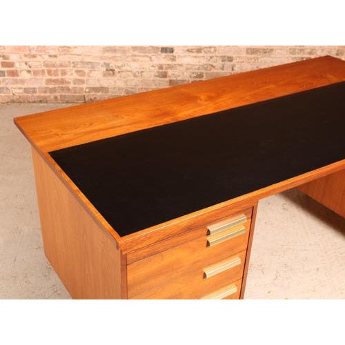 Mid-Century British Executive Teak Desk with Brass Handles, 1970s For Sale - Image 11 of 16