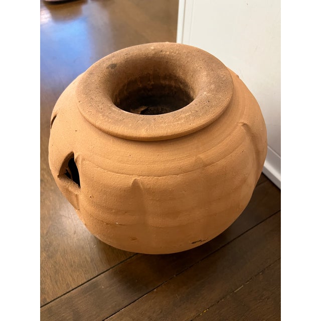 Late 20th Century Vintage Red Clay Pumpkin With Hat For Sale - Image 5 of 8