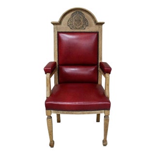 Antique Victorian Carved Oak Throne Chair, 1890 For Sale