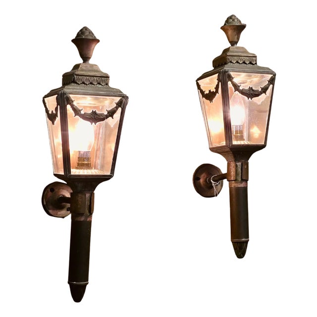 French Empire Style Brass Wall Lights, Set of 2 For Sale