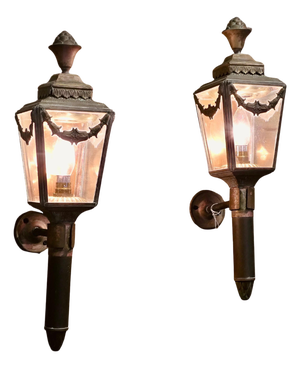 French Empire Style Brass Wall Lights, Set of 2