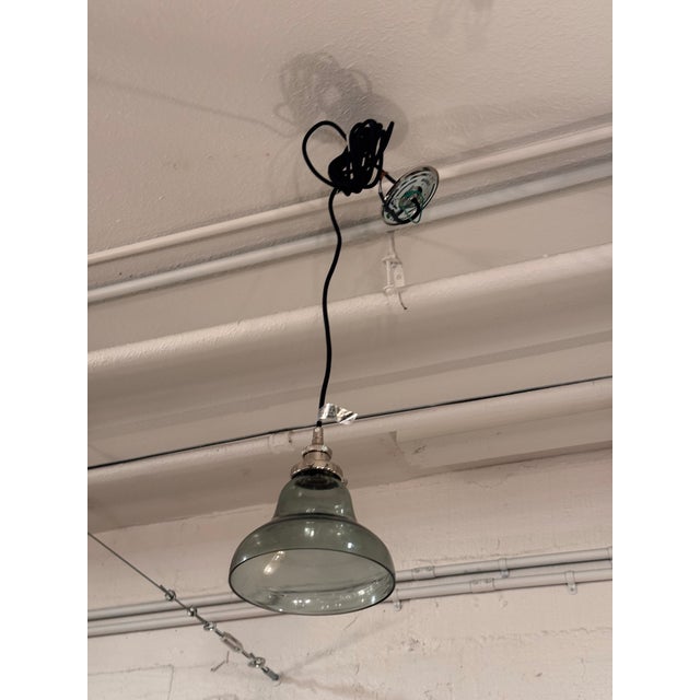 Black Restoration Hardware 20th C. Factory Filament Smoke Glass Funnel Barn Tall Pendant For Sale - Image 8 of 12
