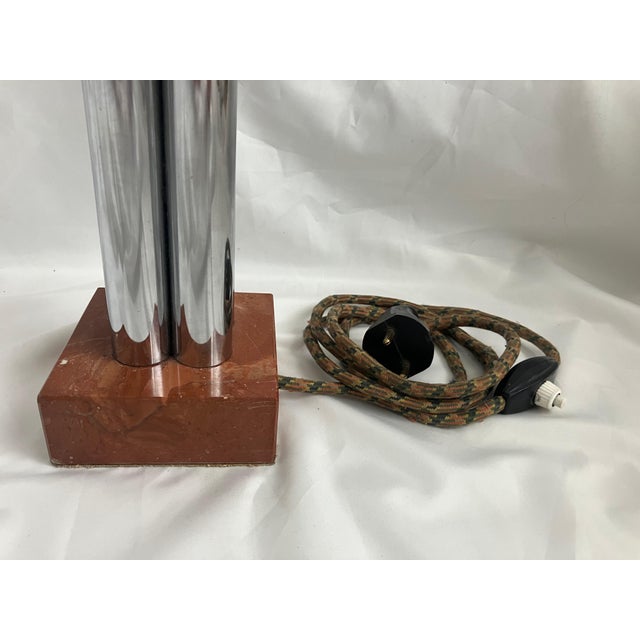 Art Deco Marble and Chrome Table Lamp For Sale - Image 5 of 10