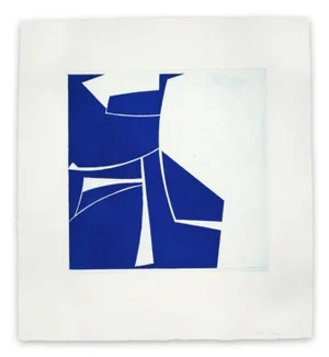 Contemporary Abstract Aquatint Made With Oil Based Charbonnel Etching Ink, Printed on 100% Rag Paper Painting "Covers 2 Cobalt" by Joanne Freeman