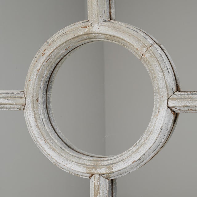 Wood 1900s French Wood White Wall Patinated Mirror For Sale - Image 7 of 18