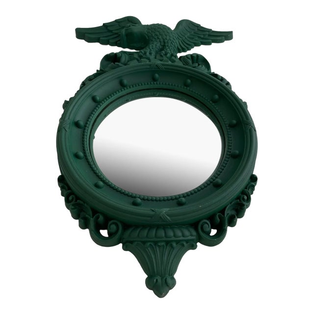 Early 20th Century Green Convex Admiral Mirror For Sale