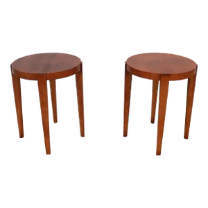 Mid-Century Modern Style Barbara Barry for Hbf Slice Round Side Tables - a Pair