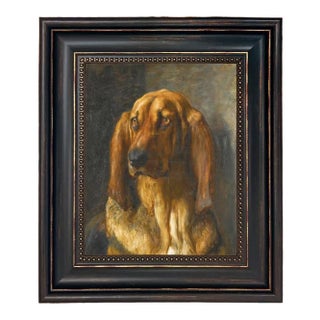 "Sir Lancelot a Bloodhound" Contemporary Reproduction Print on Canvas After Briton Riviere, Framed For Sale