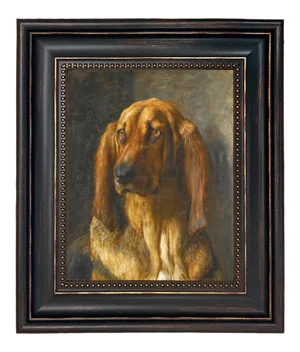 "Sir Lancelot a Bloodhound" Contemporary Reproduction Print on Canvas After Briton Riviere, Framed