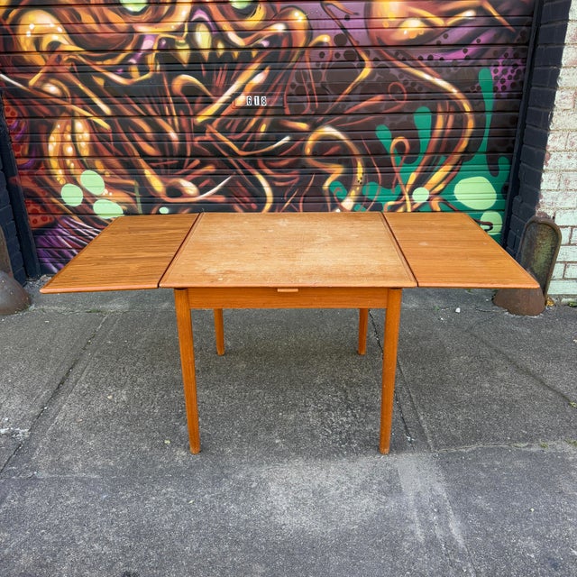 Mid-Century Modern Square Teak Dining Table With 2 Leaves For Sale - Image 3 of 12