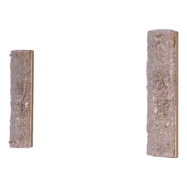 Murano Vanity Ice Glass Sconces, 1970s, Set of 2 For Sale