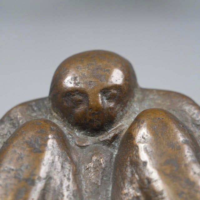 Metal LN, Sculpture of a Crouching Male Figure, 1980s, Bronze For Sale - Image 7 of 11