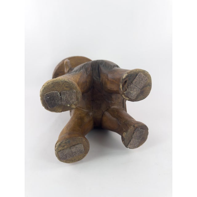 Vintage Thai Hand-Carved Hardwood Elephant Side Table / Sculptural Stool For Sale - Image 16 of 18