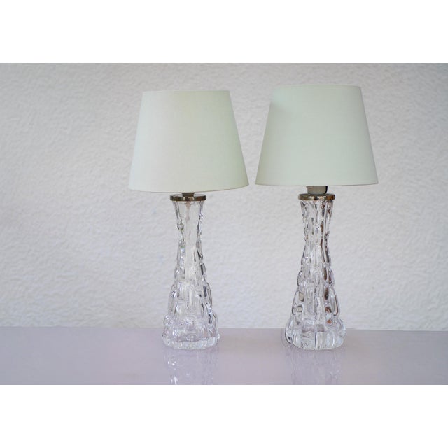 Glass Crystal Glass Table Lamps by Carl Fagerlund for Orrefors, Sweden, Set of 2 For Sale - Image 7 of 13