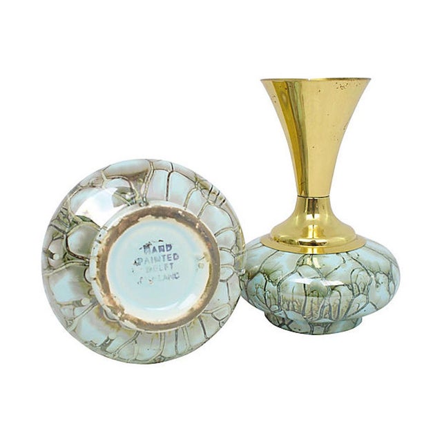 Delft Hand-Painted Delftware Vases, Pr For Sale - Image 4 of 6