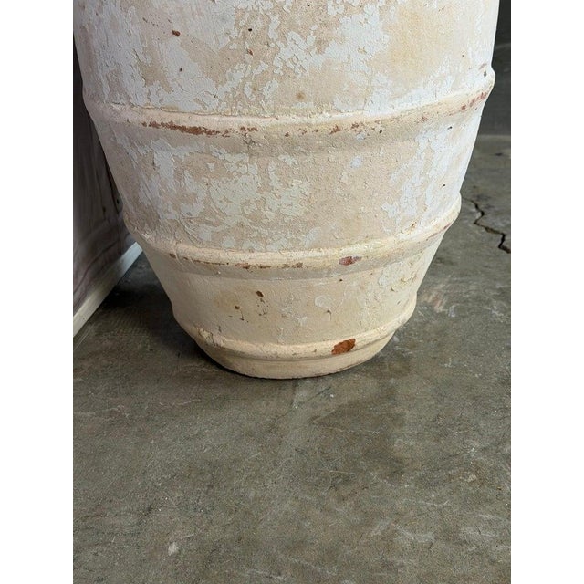 Almond Whitewashed Terracotta Storage Vessel With Ribbed Form For Sale - Image 8 of 10